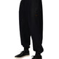 Black Cotton Blend Drawstring Jogger Jogger Pants