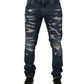 Blue Tattered Cotton Skinny Men Denim Jeans