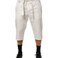 White Cotton Stretch Cropped Trouser Pants