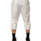 White Cotton Stretch Cropped Trouser Pants
