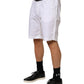 White Cotton Stretch Men Bermuda Pants