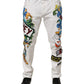 White Graffiti Print Skinny GOLD Denim Jeans