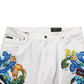 White Graffiti Print Skinny GOLD Denim Jeans