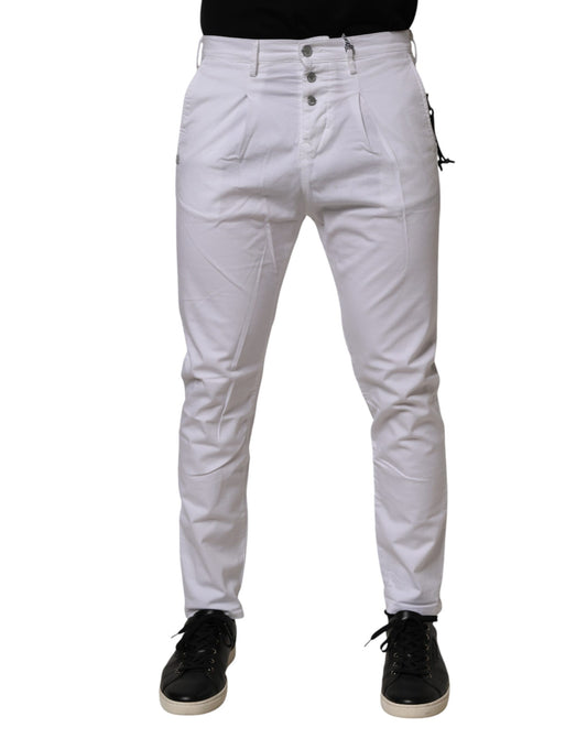 White Cotton Stretch Slim Fit Denim Jeans