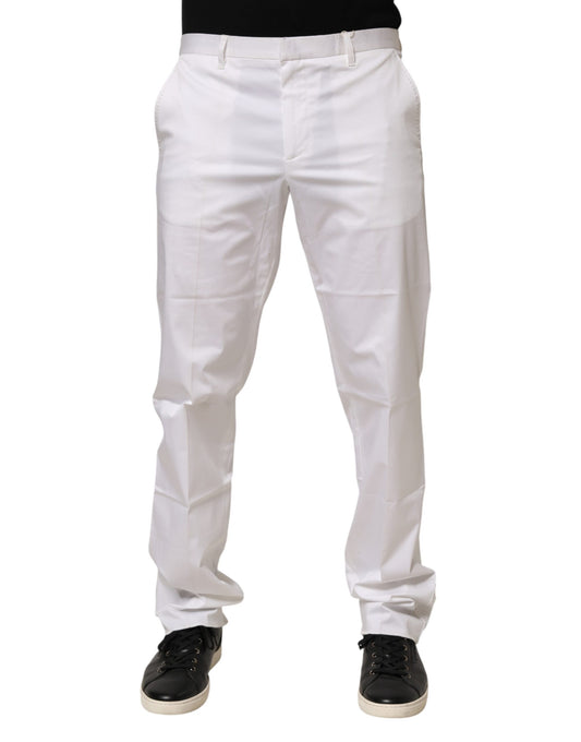 White Cotton Stretch Dress Formal Men Trouser Pants