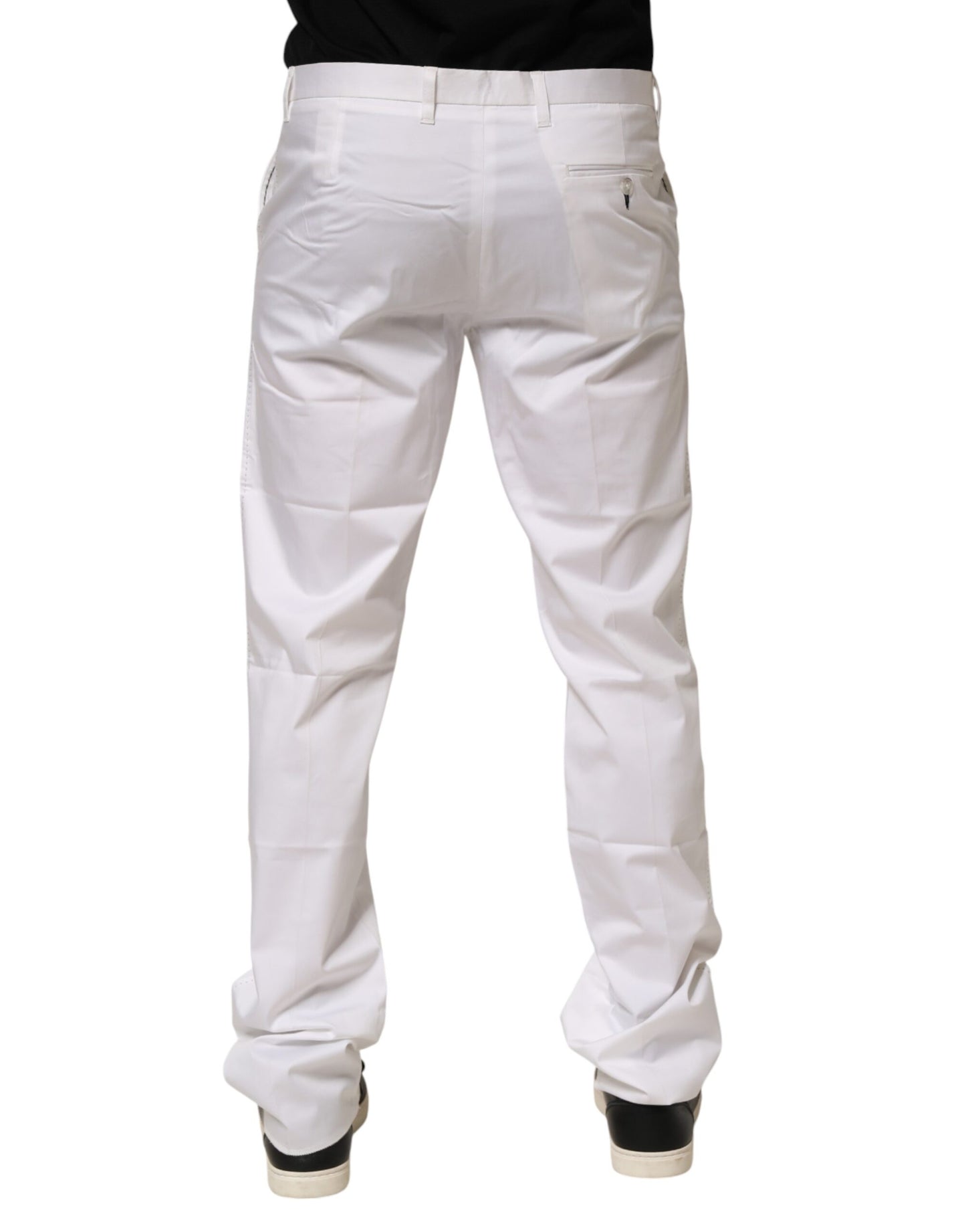 White Cotton Stretch Dress Formal Men Trouser Pants
