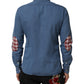 Blue Cotton Slim Fit Collared Long Sleeve Casual Shirt
