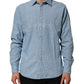 Blue Denim Regular Fit Collared Long Sleeve Men Shirt
