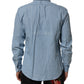 Blue Denim Regular Fit Collared Long Sleeve Men Shirt