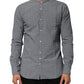 Gray Polka Dot Cotton Button Down Long Sleeves Shirt