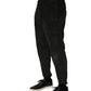 Black Mid Waist Cropped Corduroy Men Trouser Pants
