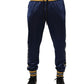 Blue Nylon Jogger Mid Waist Trouser Pants