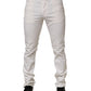 White Mid Waist Skinny Fit Denim Casual Trouser Jeans