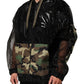 Black Camouflage Hooded Men Full Zip Sweater
