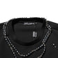 Black Polyester Necklace Embellished T-shirt