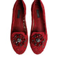 Red Lace Crystal Ballet Flats Loafers Shoes