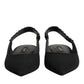 Black Crystal Charmeuse Slingback Shoes