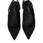 Black Crystal Charmeuse Slingback Shoes