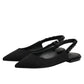 Black Crystal Charmeuse Slingback Shoes