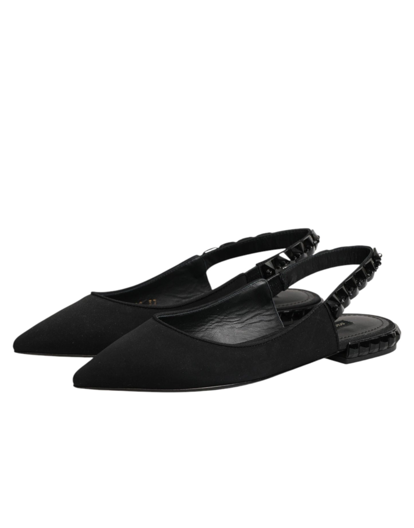 Black Crystal Charmeuse Slingback Shoes