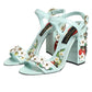 Mint Green Floral Studs Heels Sandals Shoes
