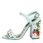 Mint Green Floral Studs Heels Sandals Shoes