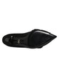 Black Satin Bow Crystal Embellishment Pumps Shoes