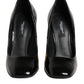 Black Gold Patent Leather Logo Heels Pumps Shoes