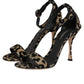 Gold Leopard Ankle Strap Heels Sandals Shoes