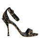 Gold Leopard Ankle Strap Heels Sandals Shoes