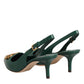 Green Leather AMORE Heels Slingbacks Shoes
