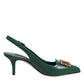Green Leather AMORE Heels Slingbacks Shoes
