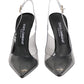 Black Leather Clear PVC Slingback Pumps Shoes