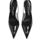 Black Leather Clear PVC Slingback Pumps Shoes