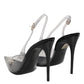 Black Leather Clear PVC Slingback Pumps Shoes
