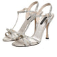 Silver Strass Ankle Strap Heels Sandals Shoes