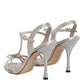 Silver Strass Ankle Strap Heels Sandals Shoes