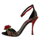 Brown Leopard Crystal Roses Sandals Shoes