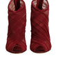 Red Tulle Ankle Boots Stiletto Heels Shoes