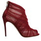 Red Tulle Ankle Boots Stiletto Heels Shoes