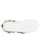 White Leather Floral Studded Sneakers Shoes
