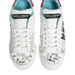 White Leather Graffiti Low Top Sneakers Shoes