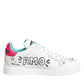 White Leather Graffiti Low Top Sneakers Shoes