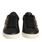 Black Leather Sacred Heart Sneakers Shoes