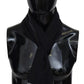 Black Striped Wool Unisex Neck Wrap Fringes Logo Scarf