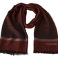 Maroon Striped Wool Blend Unisex Wrap Fringes Scarf