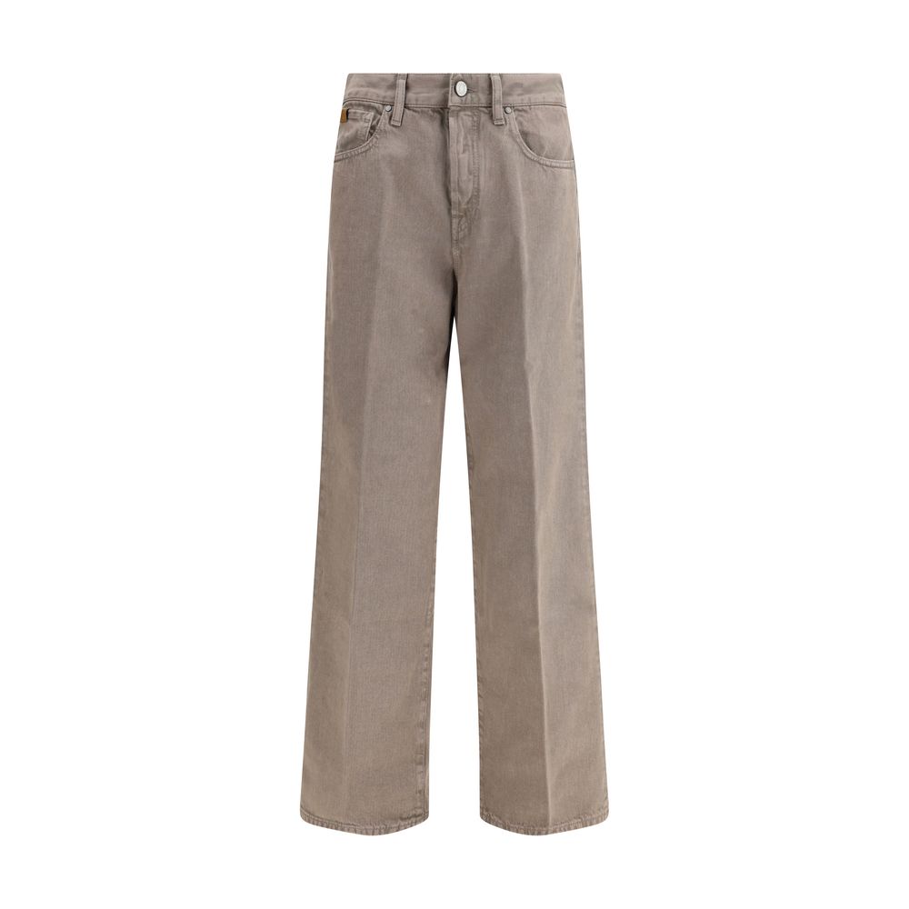 Brown Cotton Relaxed Fit Jeans