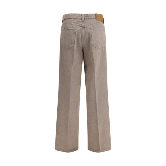 Brown Cotton Relaxed Fit Jeans