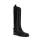Black Calf Leather Bos Taurus Flat Boots