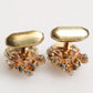 Gold Tone 925 Sterling Silver Crystal Accessory Cufflinks